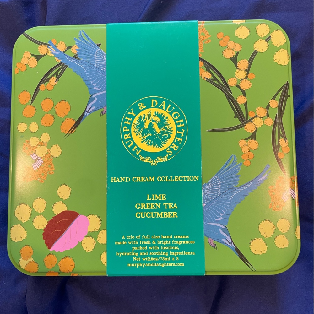 Murphy&Daughters Gift Set of 3 full size hand creams in a Luxe Tin- Lime Design